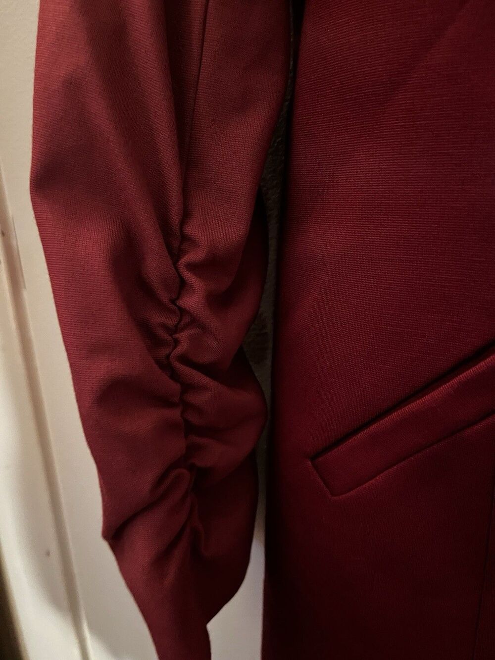 INC International Concepts Red Ruched 3/4 Sleeve Blazer - Size Small - Picture 3 of 4